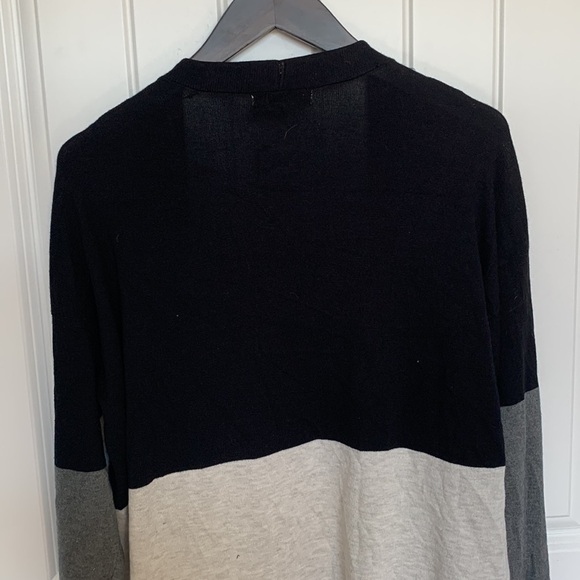 Retrology NWT Women Color Block Open Front Long Knit Cardigan Pockets Sz M Grey - Picture 10 of 12